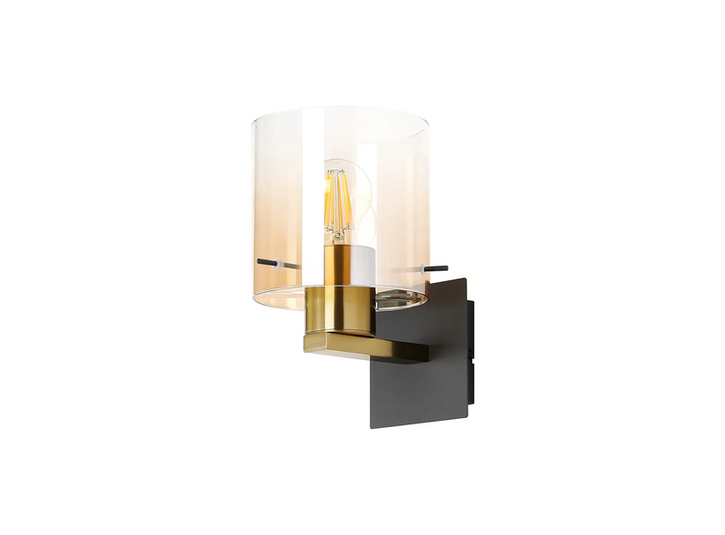 Load image into Gallery viewer, C-Lighting Bridge Single Switched Wall Lamp, 1 Light, E27, Brass/Amber Fade Glass -
