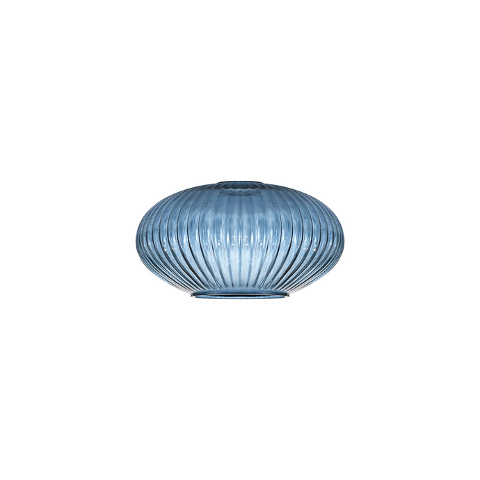 C-Lighting Chisel 20cm Oval Sphere Ribbed Glass, Petrol Blue - 52103