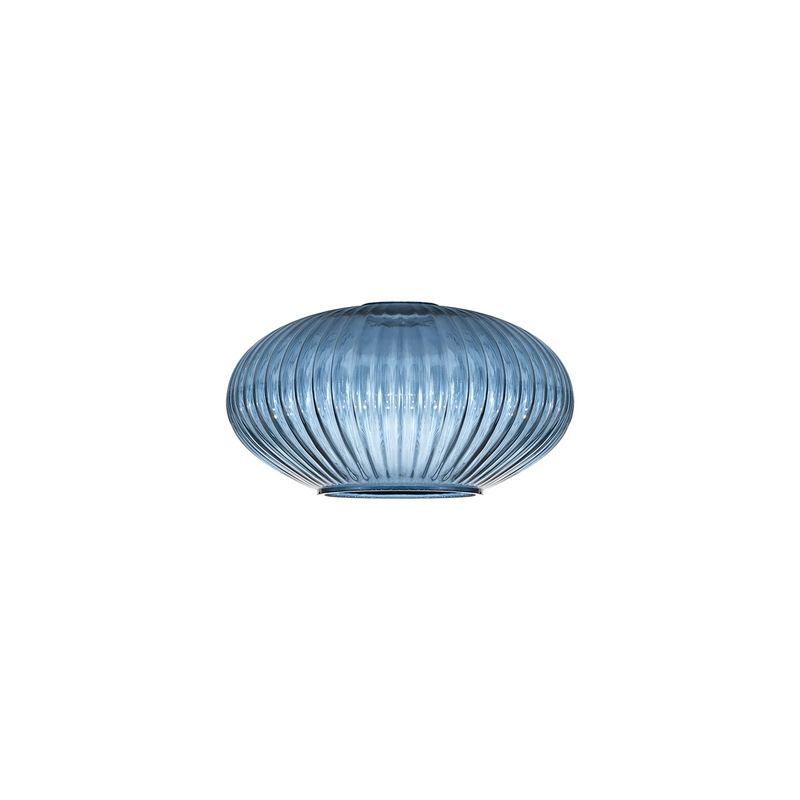 Load image into Gallery viewer, C-Lighting Chisel 20cm Oval Sphere Ribbed Glass, Petrol Blue - 52103
