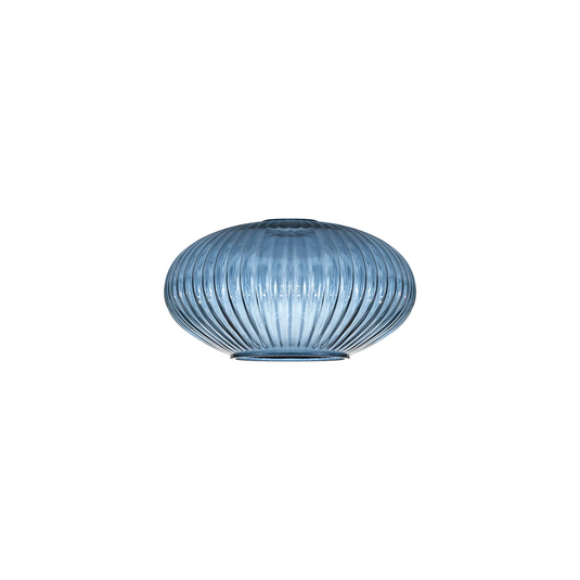 C-Lighting Chisel 20cm Oval Sphere Ribbed Glass, Petrol Blue - 52103