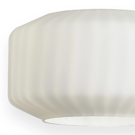 C-Lighting Budapest 300mm x 165mm Opal Chamfered Round Rippled Glass Shade - 57094