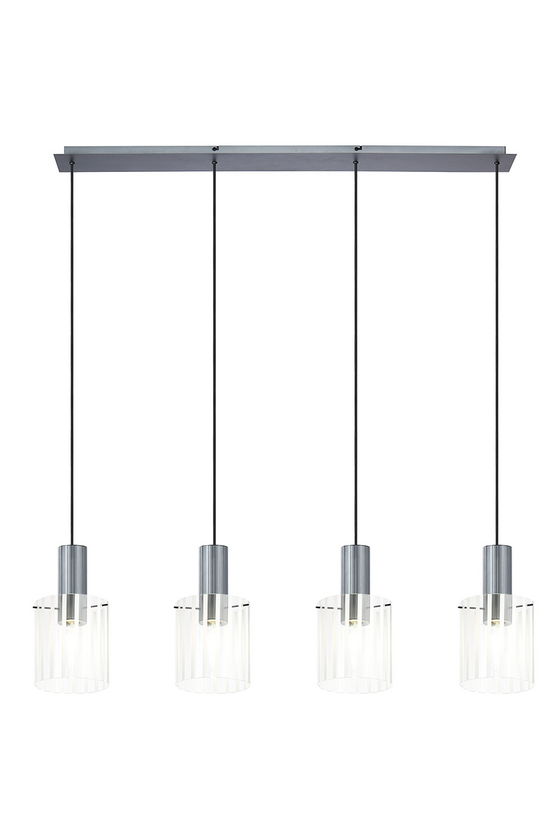 Load image into Gallery viewer, C-Lighting Bridge Ribbed Linear Pendant, 4 Light Adjustable E27, Dark Grey/Frosted Wide Line Glass -
