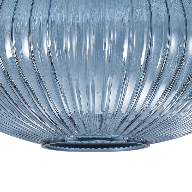 Load image into Gallery viewer, C-Lighting Chisel 30cm Oval Sphere Ribbed Glass, Petrol Blue - 42113
