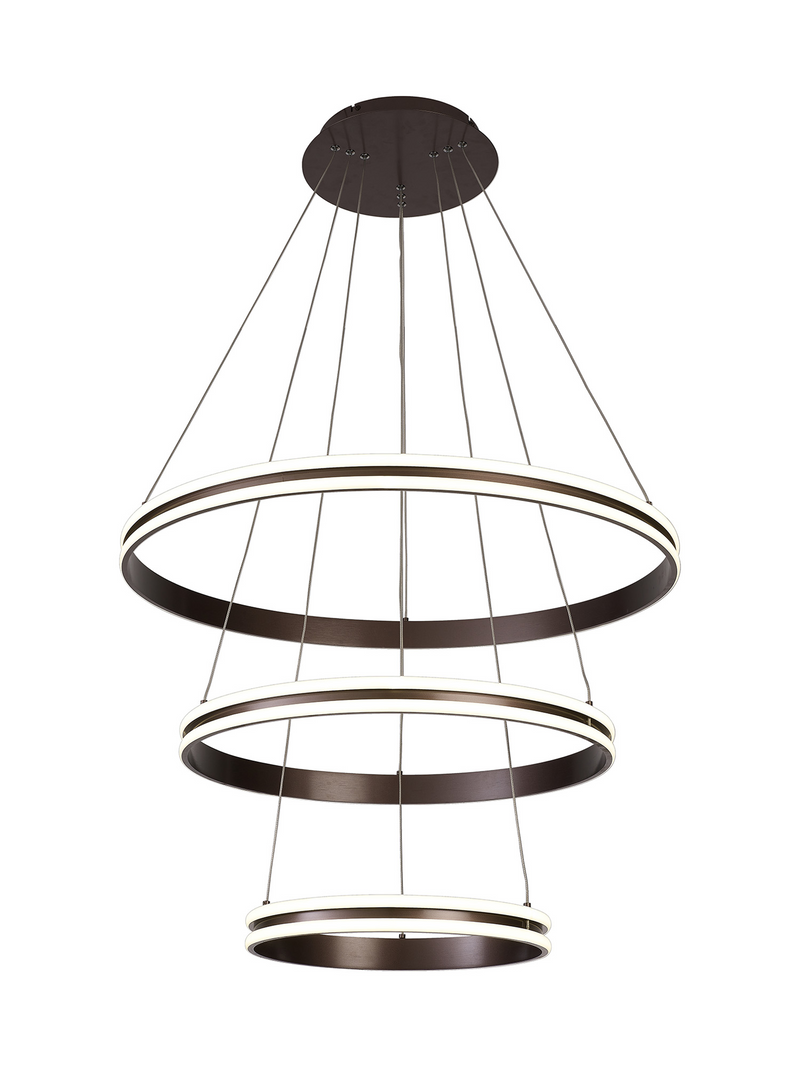 Load image into Gallery viewer, C-Lighting Circles Pendant, 3 Tier 50W,30W,20W LED, 3500K, 5470lm, Triac Dimmable, Coffee, 3yrs Warranty - 60838
