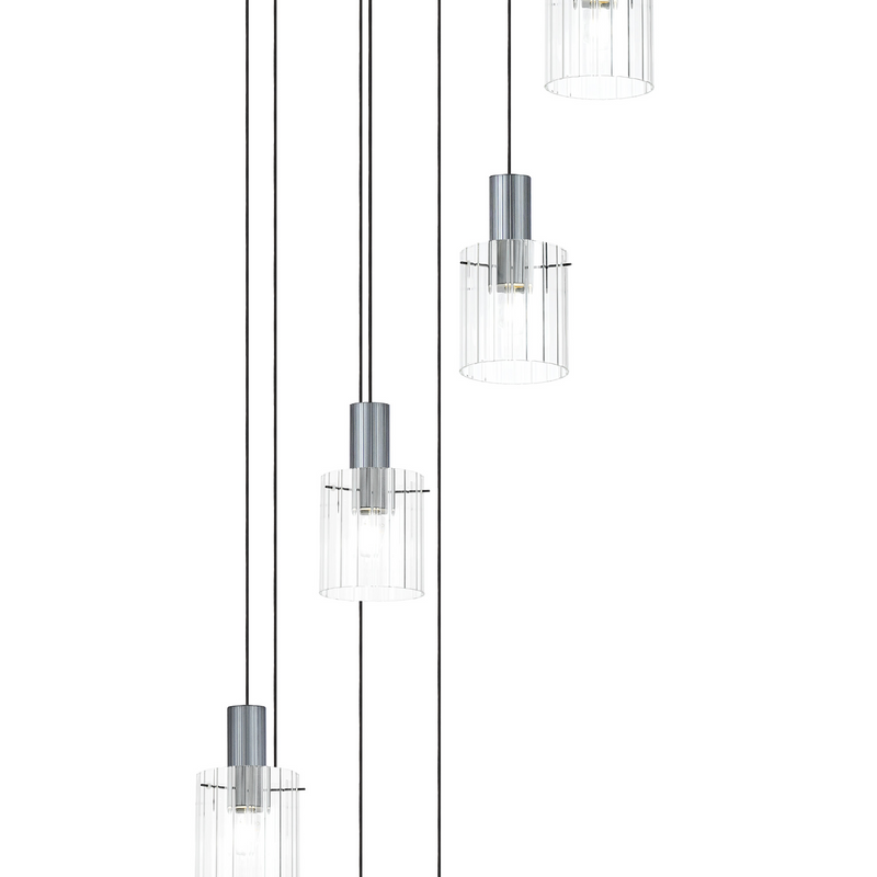 Load image into Gallery viewer, C-Lighting Bridge Ribbed Round Pendant, 9 Light Adjustable E27, Dark Grey/Clear Wide Line -
