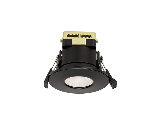 C-Lighting Vauxhall 8W Dimmable CCT LED Fire Rated Downlight Gloss Black Fascia IP65 - 61721