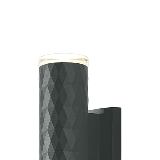 C-Lighting Carolina Diamond Line Wall Lamp With Shallow Acrylic Shade, 2 x GU10, IP54, Grey/Clear/Frosted - 59556