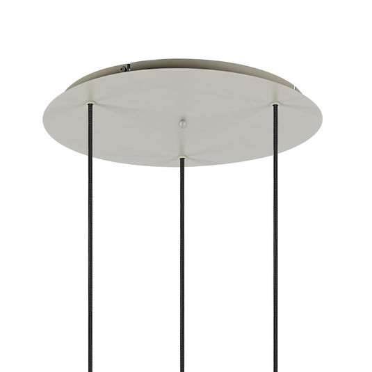 C-Lighting Bridge Ribbed Round Pendant, 3 Light Adjustable E27, Painted Beige/Frosted Wide Line Glass-