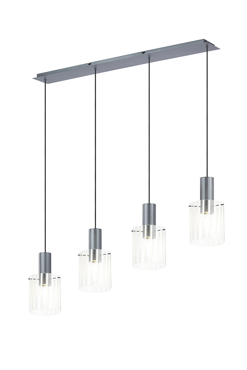 Load image into Gallery viewer, C-Lighting Bridge Ribbed Linear Pendant, 4 Light Adjustable E27, Dark Grey/Frosted Wide Line Glass -
