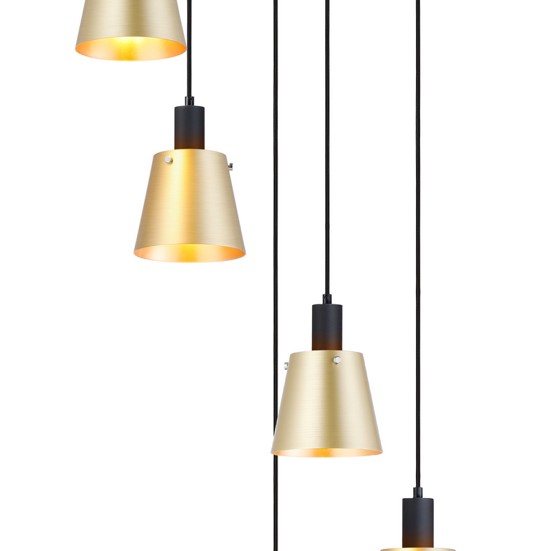 Load image into Gallery viewer, C-Lighting Hektor Round Pendant With 16cm x 14cm Shade, 7 Light E27, Sand Black/Brown/Copper Metal Shade - 60900
