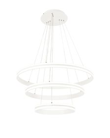 C-Lighting Circles Pendant, 3 Light 50W,30W,20W LED, 4000K, 5470lm, Dimmable, Matt White, 3yrs Warranty - 29192