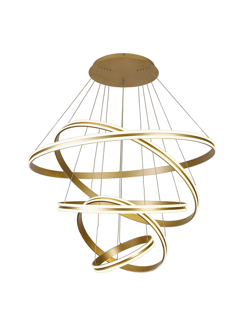 Load image into Gallery viewer, C-Lighting Circles Pendant, 5 Tier 150W LED, 3500K, 6800lm, Triac Dimmable, Sand Gold, 3yrs Warranty - 60843
