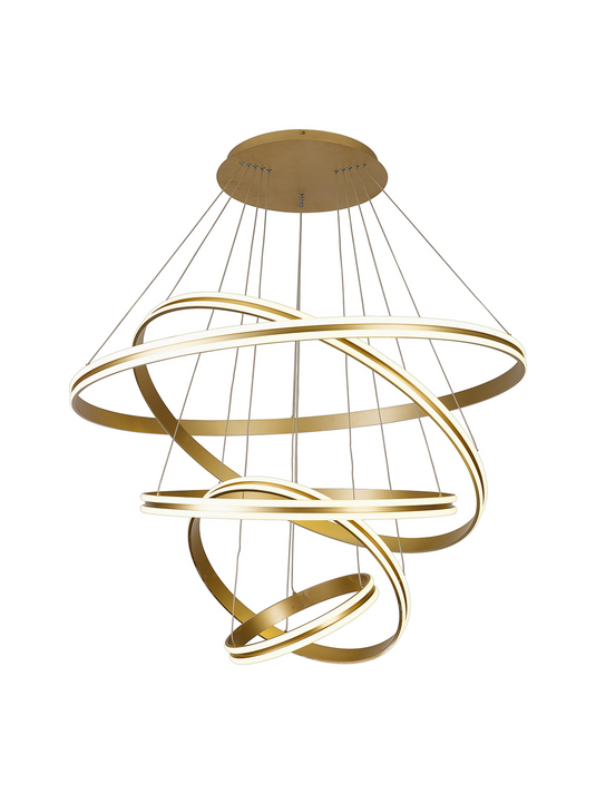 C-Lighting Circles Pendant, 5 Tier 150W LED, 3500K, 6800lm, Triac Dimmable, Sand Gold, 3yrs Warranty - 60843