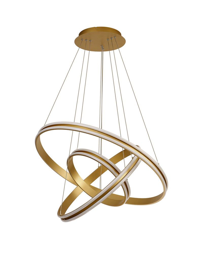 Load image into Gallery viewer, C-Lighting Circles Pendant, 3 Tier 50W,30W, 20W LED, 3500K, 5470lm, Dimmable, Sand Gold, 3yrs Warranty - 60840
