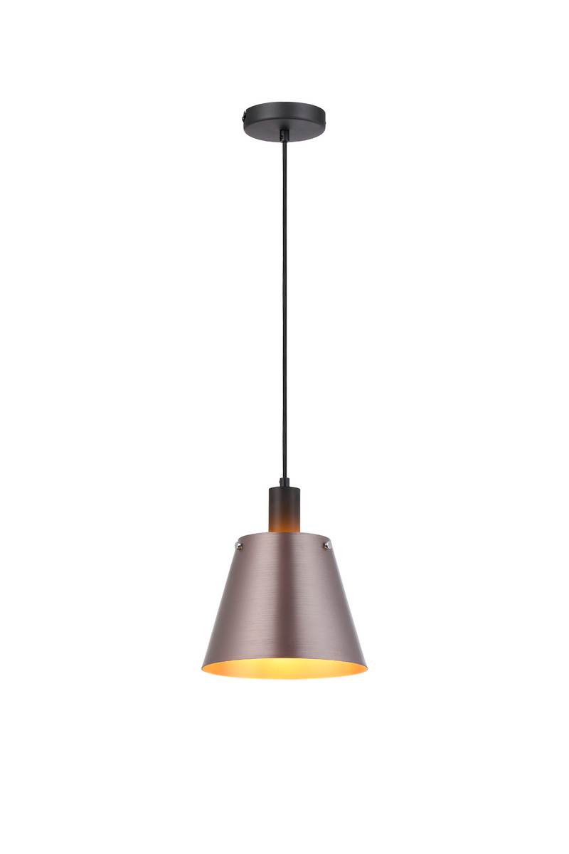 Load image into Gallery viewer, C-Lighting Hektor Single Pendant With 23cm x 18cm Shade, 1 Light E27, Sand Black/Brown/Copper Metal Shade  - 60870
