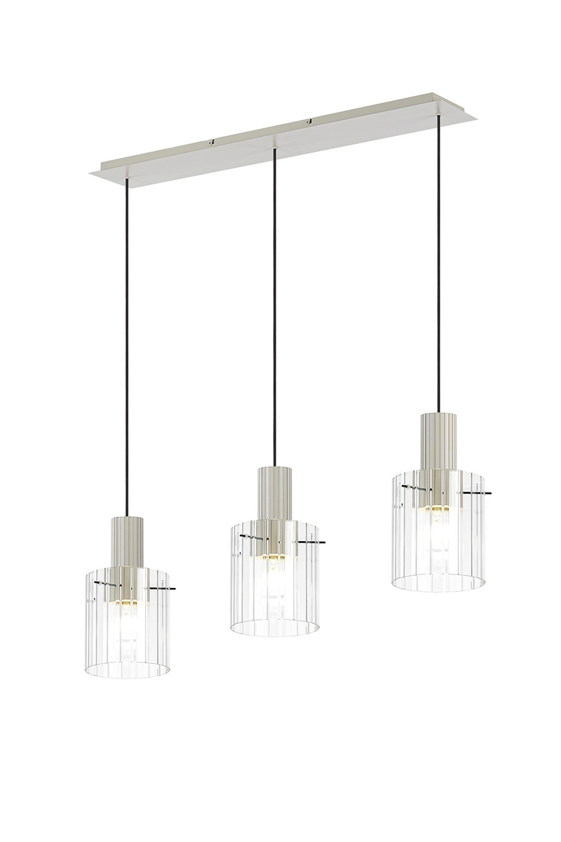 Load image into Gallery viewer, C-Lighting Bridge Ribbed Linear Pendant, 3 Light Adjustable E27, Painted Beige/Clear Wide Line Glass -

