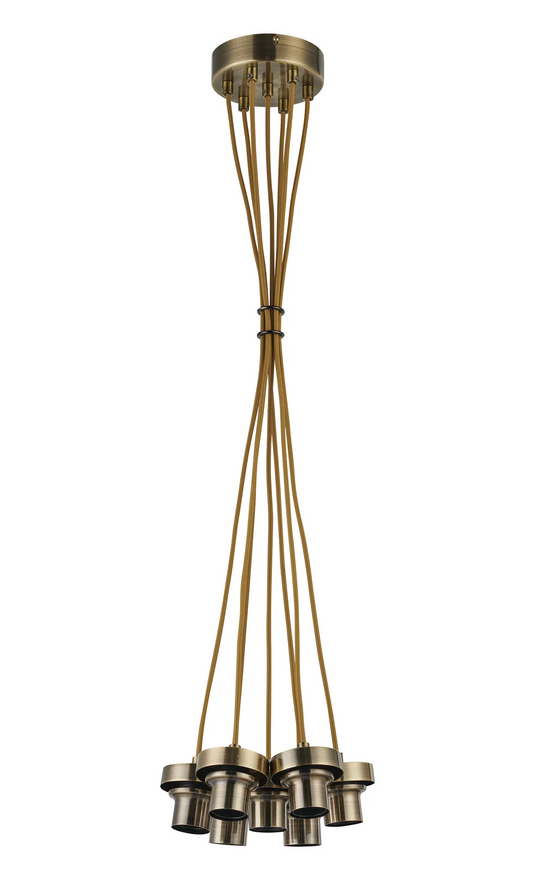 C-Lighting Budapest Antique Brass 7 Light E27 1.5m Cluster Pendant (FRAME ONLY) Suitable For A Vast Selection Of Glass Shades - 61658