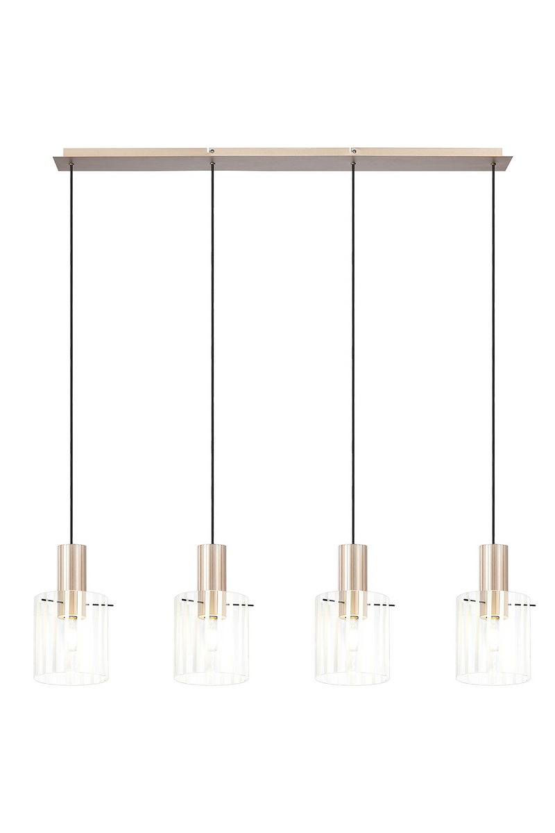 Load image into Gallery viewer, C-Lighting Bridge Ribbed Linear Pendant, 4 Light Adjustable E27, Light Gold/Frosted Wide Line Glass -
