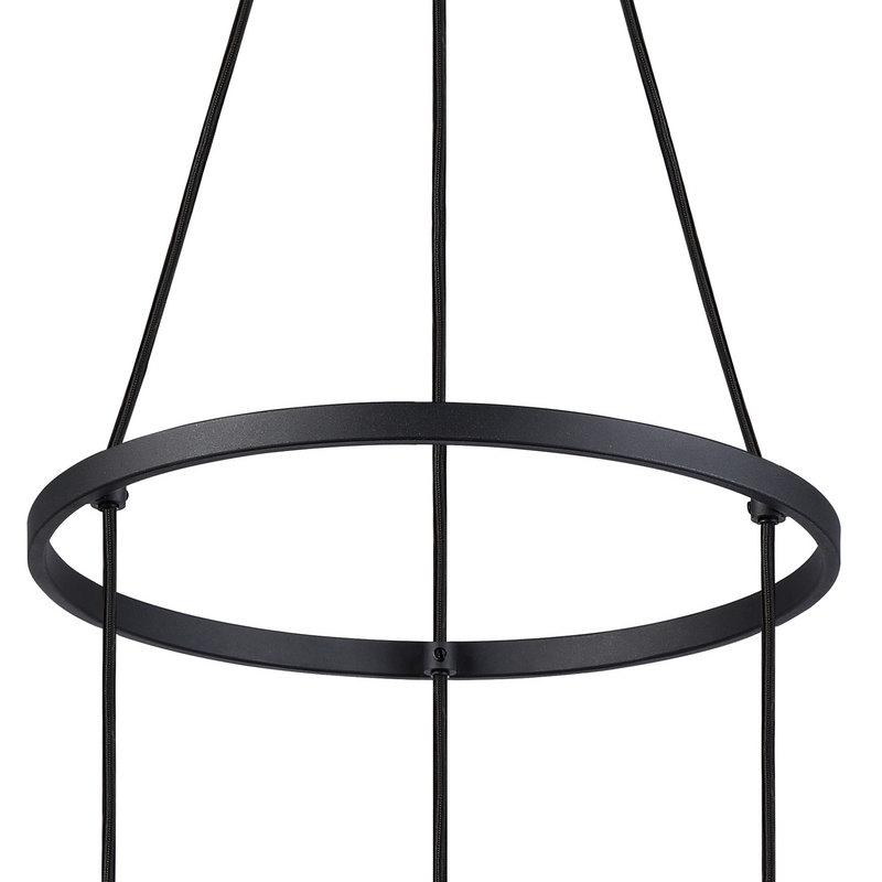 Load image into Gallery viewer, C-Lighting Hektor Ring Pendant With 16cm x 14cm Shade, 3 Light E27, Sand Black/Frosted White Glass Shade - 60908
