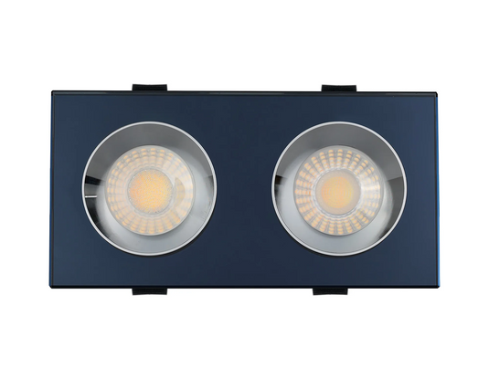 C-Lighting Vauxhall 8W, Dimmable CCT LED Fire Rated Crystal Dual Head Downlight, Rectangle Black IP65 -