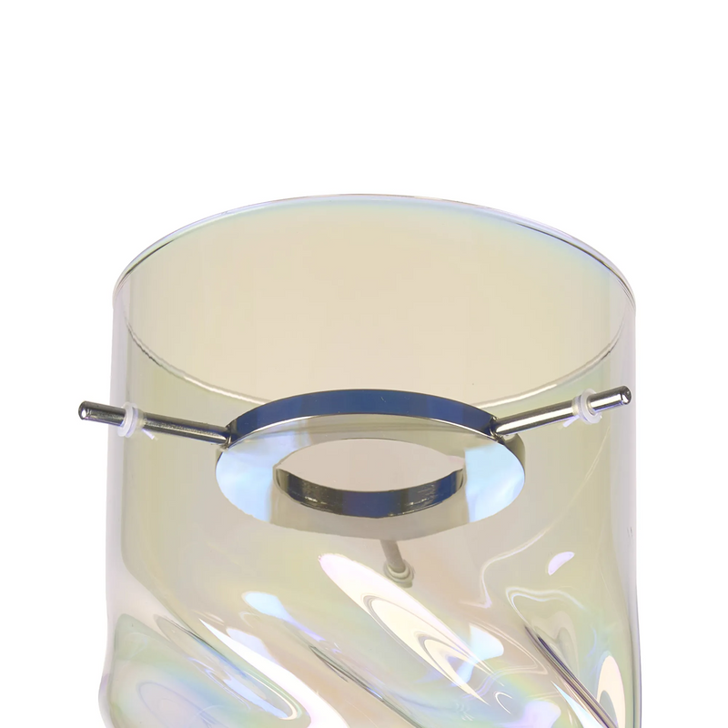 Load image into Gallery viewer, C-Lighting Budapest 120 x 220mm Twisted Cylinder Iridescent Glass Shade c/w Polished Chrome 3 Rod Suspension Plate - 61641
