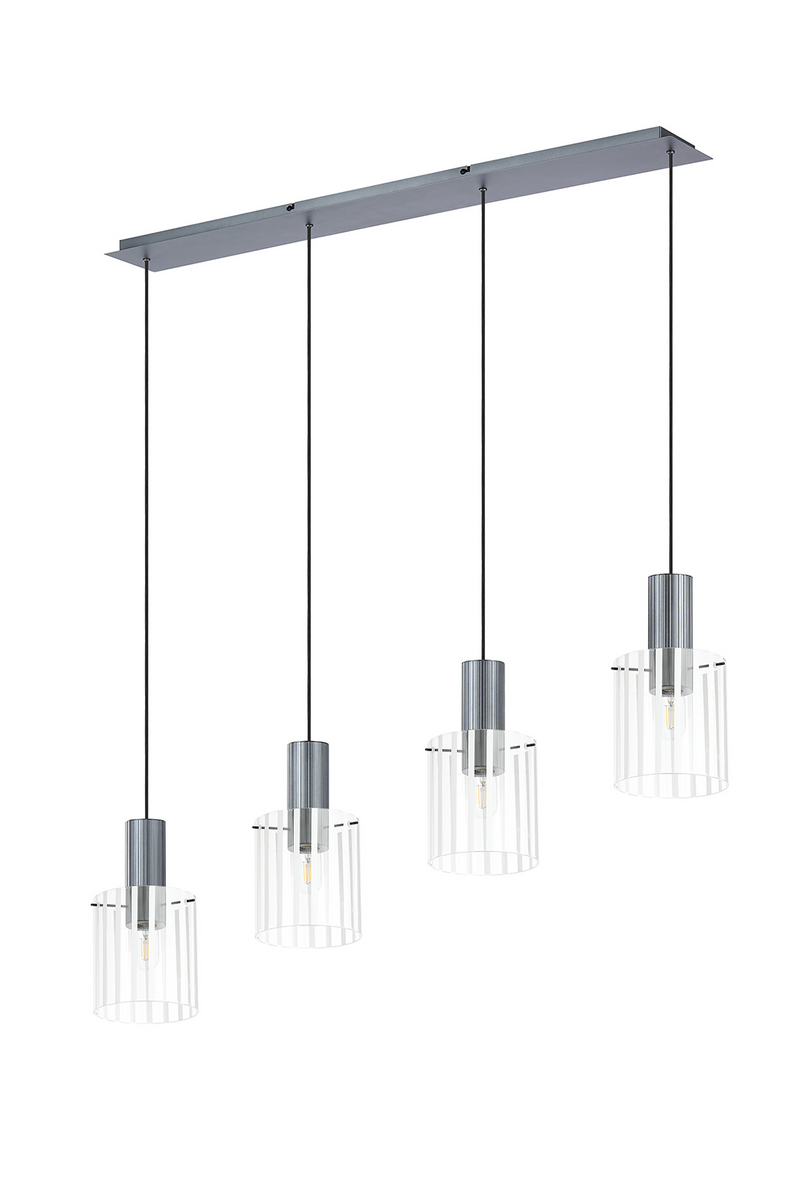 Load image into Gallery viewer, C-Lighting Bridge Ribbed Linear Pendant, 4 Light Adjustable E27, Dark Grey/Frosted Wide Line Glass -
