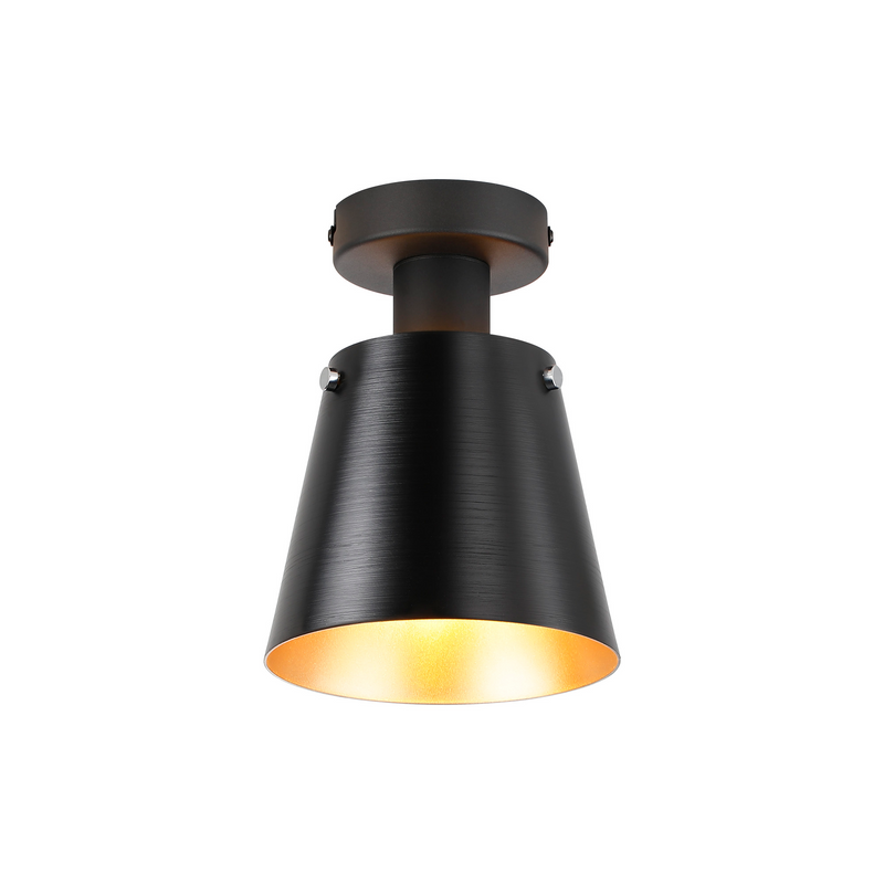 Load image into Gallery viewer, C-Lighting Hektor Ceiling Light With 16cm x 14cm Shade, 1 Light E27, Sand Black/Black/Gold Metal Shade - 60845
