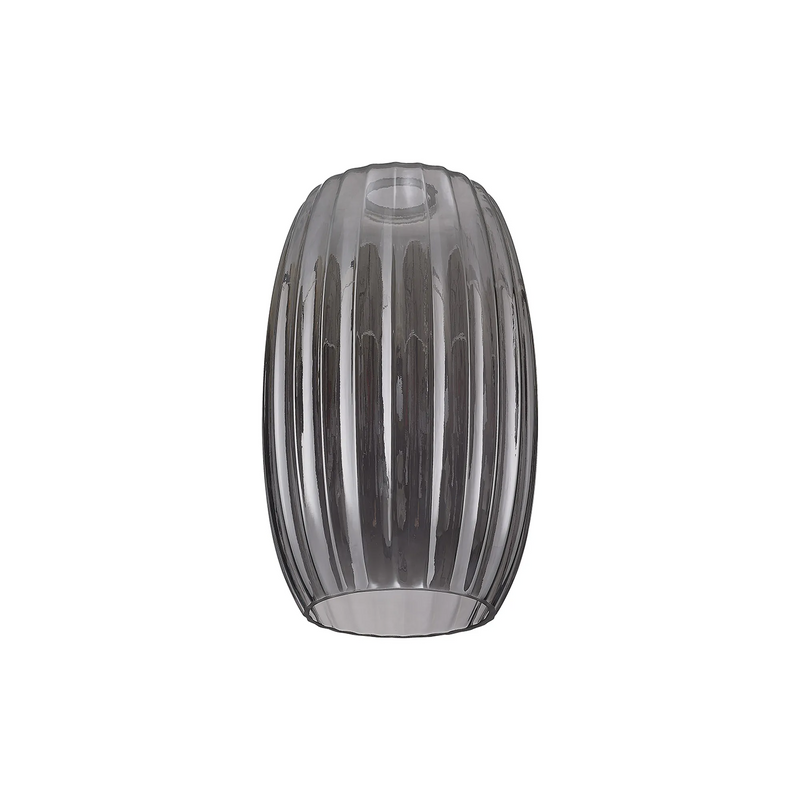 Load image into Gallery viewer, C-Lighting Budapest 180mm x 290mm Smoke Plate Ribbed Tubular Glass Shade  - 57214
