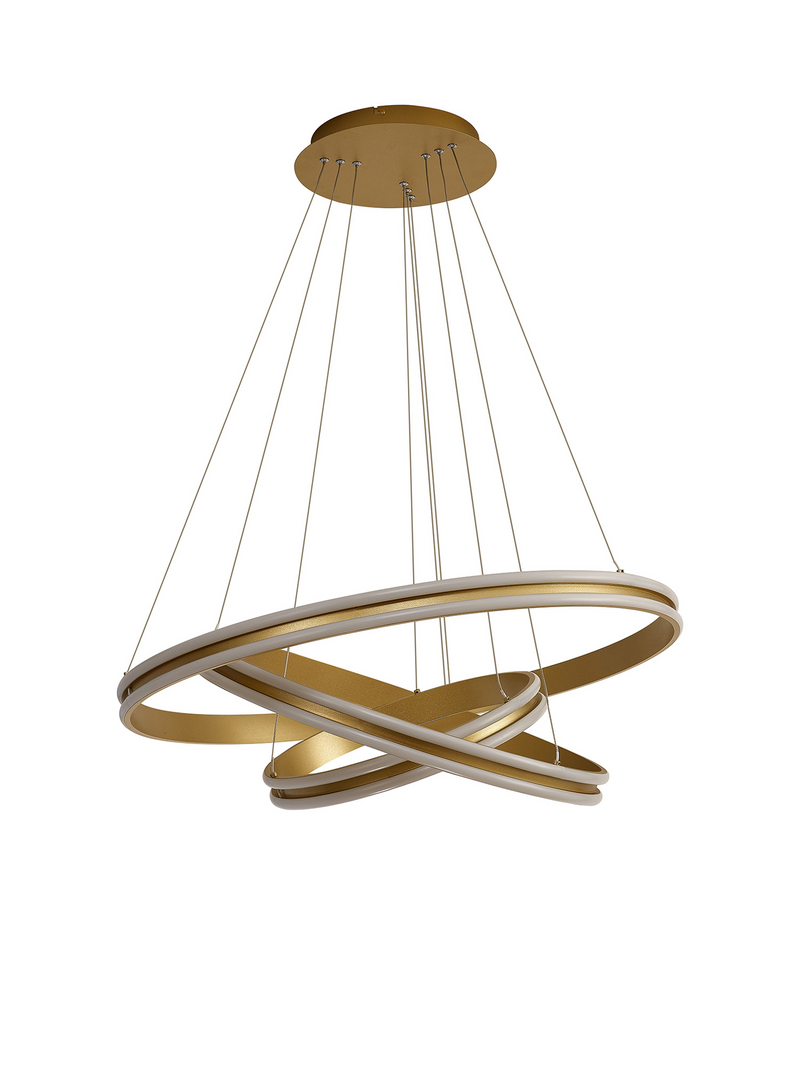 Load image into Gallery viewer, C-Lighting Circles Pendant, 3 Tier 50W,30W, 20W LED, 3500K, 5470lm, Dimmable, Sand Gold, 3yrs Warranty - 60840
