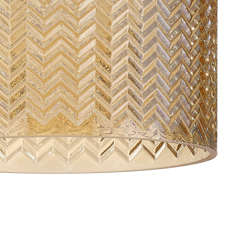 Load image into Gallery viewer, C-Lighting Budapest 170mm x 110mm amber Plated Chevron Pattern Drum Glass Shade - 61628
