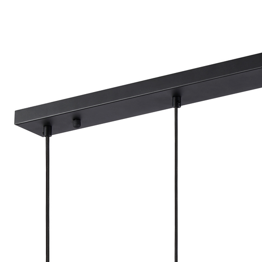 C-Lighting Hektor Linear Pendant With 16cm x 14cm Shade, 3 Light E27, Sand Black/Smoke Faded Glass Shade - 60879
