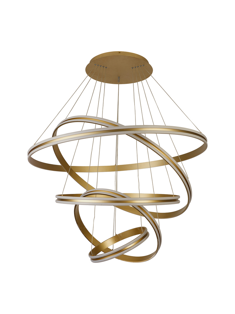 Load image into Gallery viewer, C-Lighting Circles Pendant, 5 Tier 150W LED, 3500K, 6800lm, Triac Dimmable, Sand Gold, 3yrs Warranty - 60843
