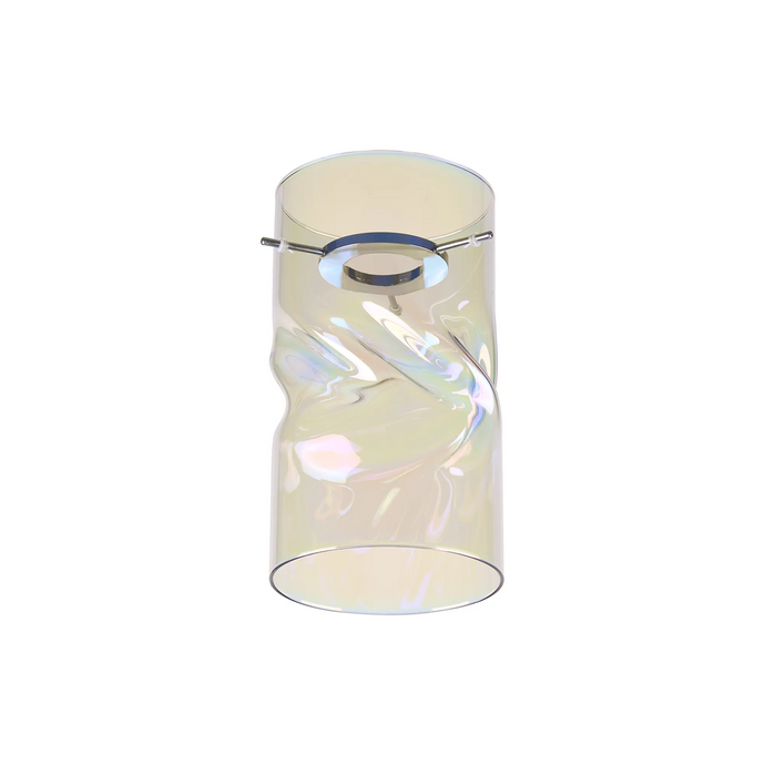 C-Lighting Budapest 120 x 220mm Twisted Cylinder Iridescent Glass Shade c/w Polished Chrome 3 Rod Suspension Plate - 61641