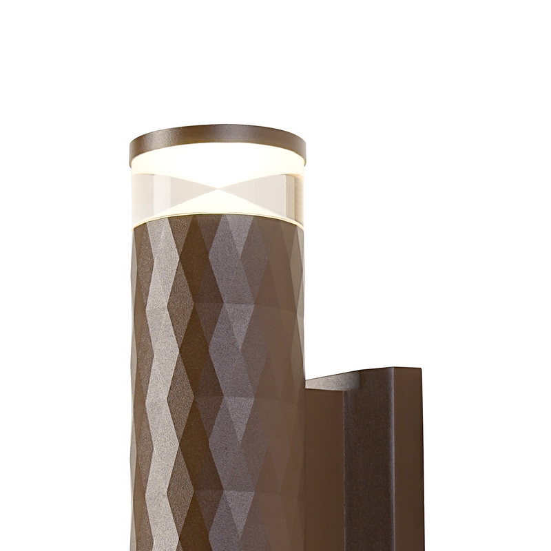 Load image into Gallery viewer, C-Lighting Carolina Diamond Line Wall Lamp With X Pattern Acrylic Shade, 2 x GU10, IP54, Dark Brown/Clear/Frosted - 59545
