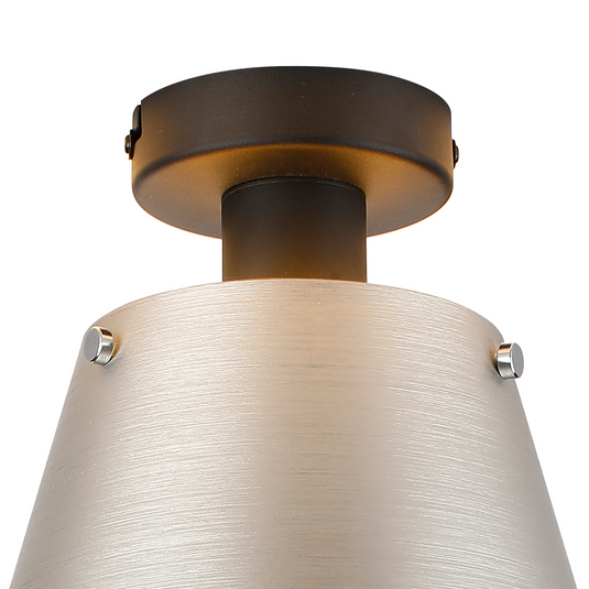 C-Lighting Hektor Ceiling Light With 23cm x 18cm Shade, 1 Light E27, Sand Black/Brass/Gold Metal Shade Shade - 60860