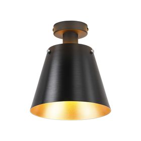 Load image into Gallery viewer, C-Lighting Hektor Ceiling Light With 23cm x 18cm Shade, 1 Light E27, Sand Black/Black/Gold Metal Shade - 60857
