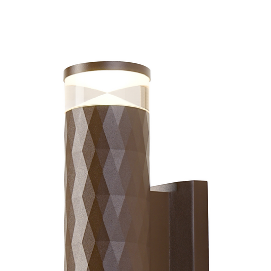 C-Lighting Carolina Diamond Line Wall Lamp With X Pattern Acrylic Shade, 2 x GU10, IP54, Dark Brown/Clear/Frosted - 59545