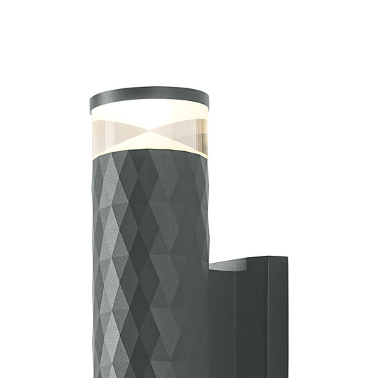 C-Lighting Carolina Diamond Line Wall Lamp With X Pattern Acrylic Shade, 2 x GU10, IP54, Grey/Clear/Frosted - 59551