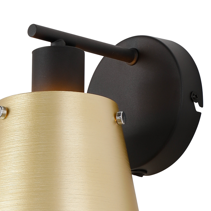 Load image into Gallery viewer, C-Lighting Hektor Wall Light Switched With 16cm x 14cm Shade, 1 Light E27, Sand Black/Brass/Gold Metal Shade - 60823
