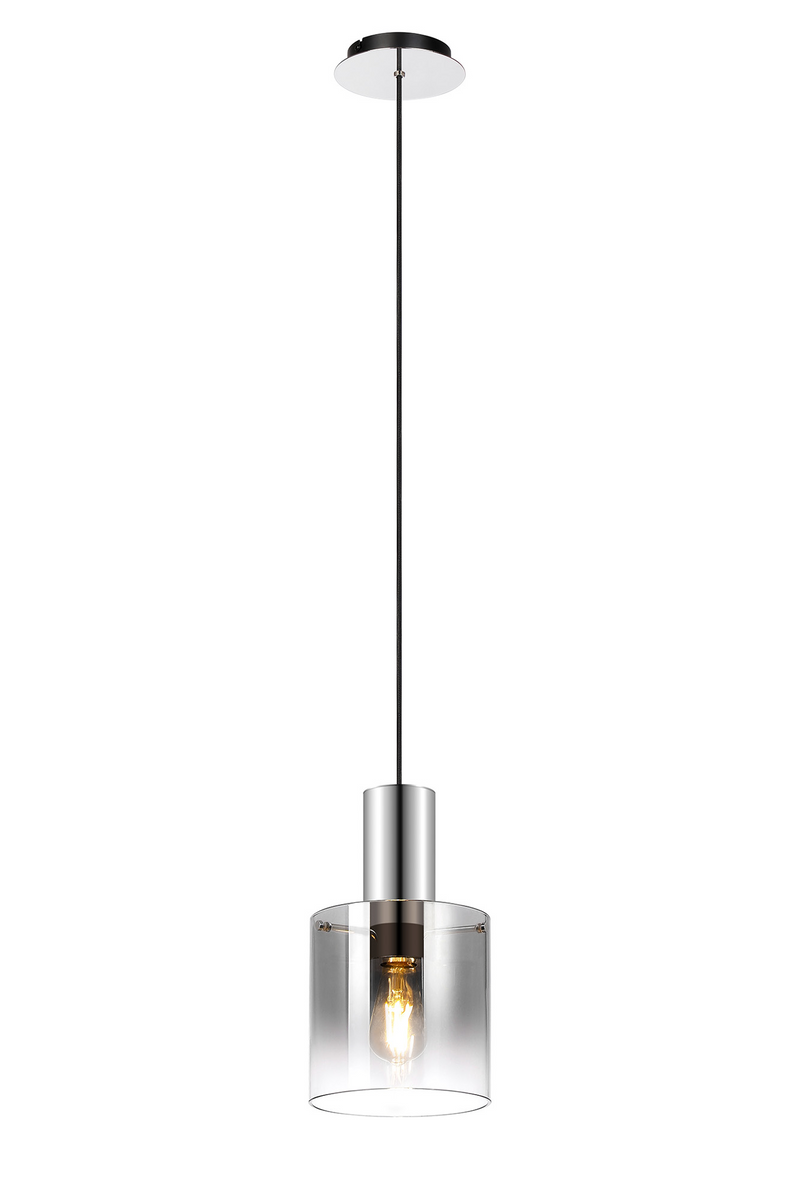 Load image into Gallery viewer, C-Lighting Bridge Single Pendant, 1 Light Adjustable E27, Polished Nickel/Black/Smoke Fade Glass - 61027
