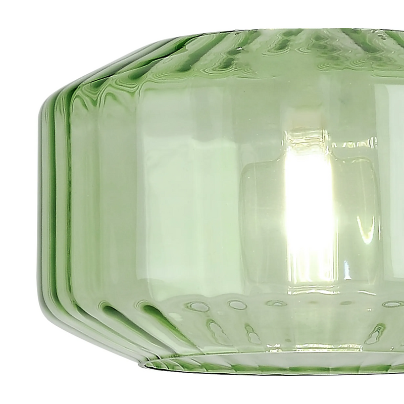 Load image into Gallery viewer, C-Lighting Budapest 300mm x 165mm Green Chamfered Round Rippled Glass Shade - 57098
