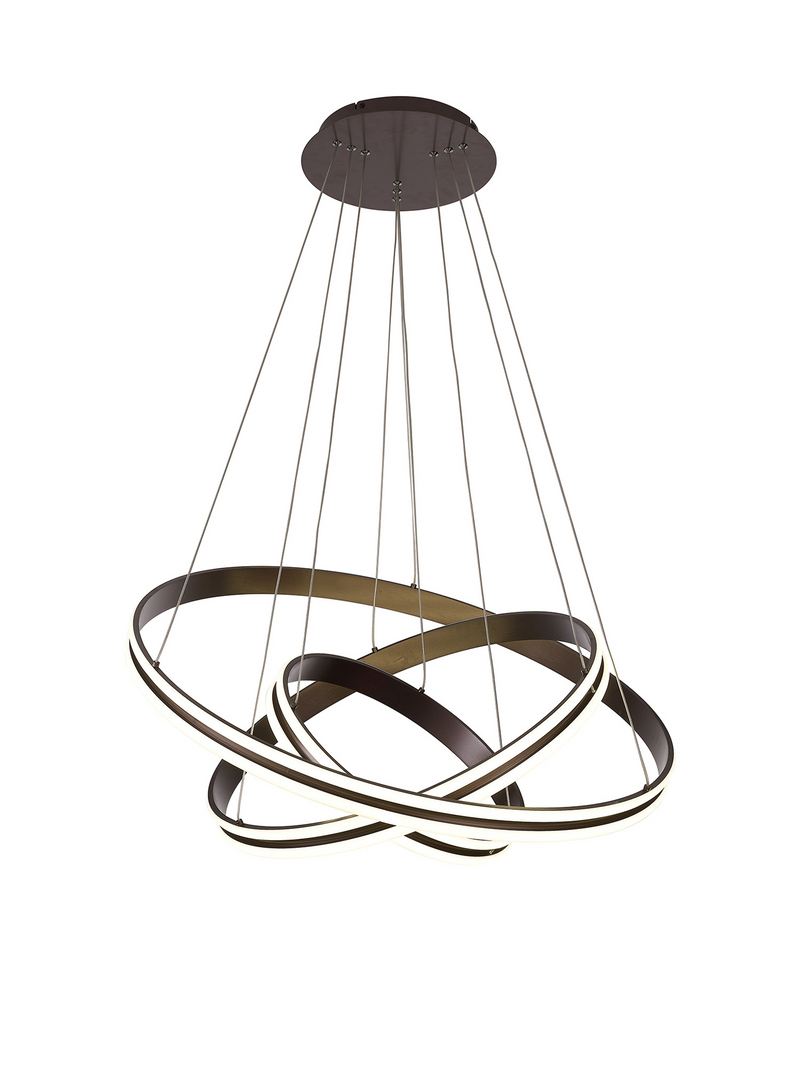 Load image into Gallery viewer, C-Lighting Circles Pendant, 3 Tier 50W,30W,20W LED, 3500K, 5470lm, Triac Dimmable, Coffee, 3yrs Warranty - 60838
