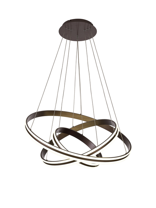 C-Lighting Circles Pendant, 3 Tier 50W,30W,20W LED, 3500K, 5470lm, Triac Dimmable, Coffee, 3yrs Warranty - 60838