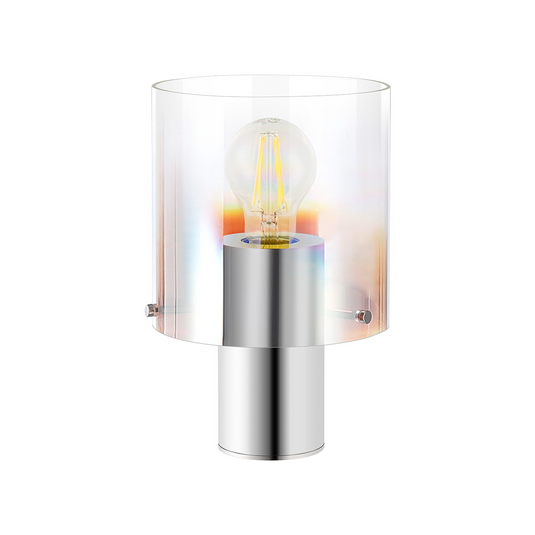 C-Lighting Bridge Table Lamp, 1 Light Table Lamp E27, Polished Nickel/Black/Iridescent Fade Glass - 61019