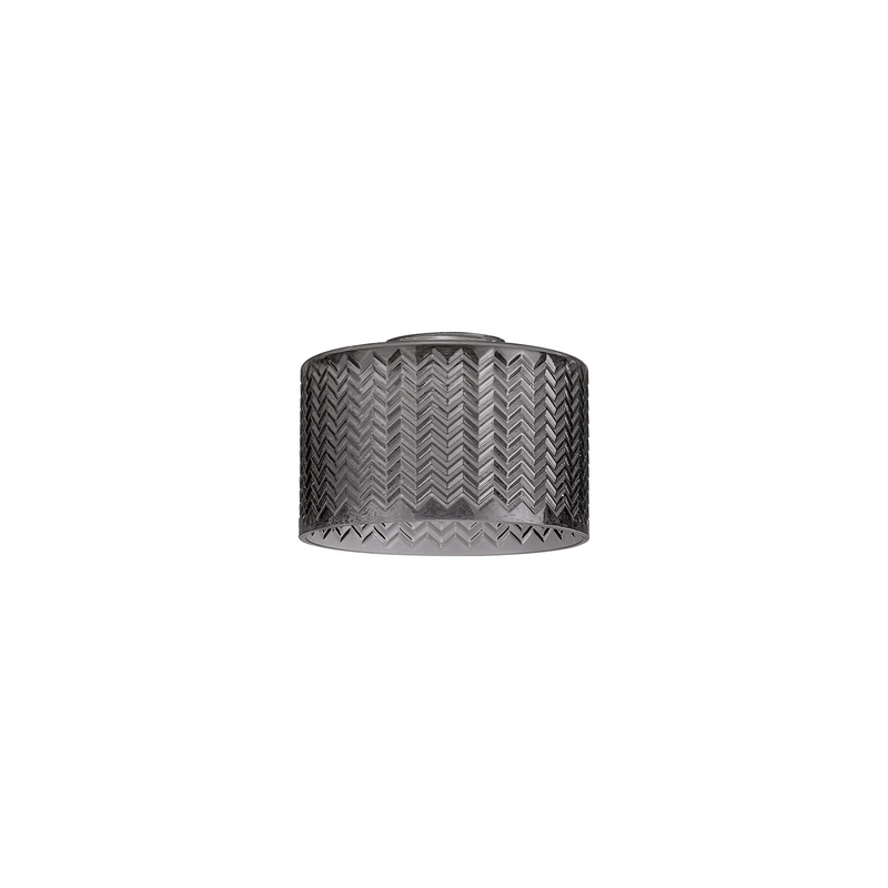 Load image into Gallery viewer, C-Lighting Budapest 170mm x 110mm Smoke Plated Chevron Pattern Drum Glass Shade - 61630
