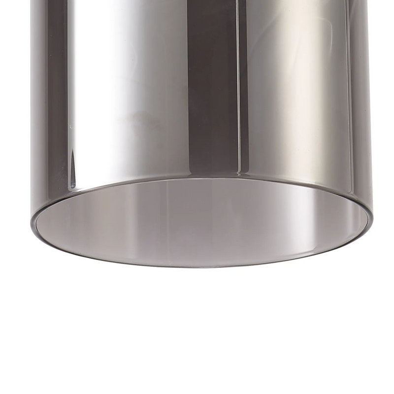 Load image into Gallery viewer, C-Lighting Budapest 120 x 220mm Twisted Cylinder Smoke Plated Glass Shade c/w Polished Chrome 3 Rod Suspension Plate - 61636
