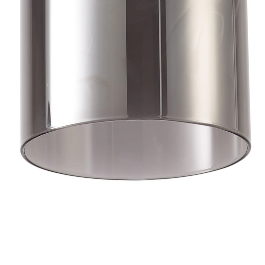 C-Lighting Budapest 120 x 220mm Twisted Cylinder Smoke Plated Glass Shade c/w Polished Chrome 3 Rod Suspension Plate - 61636