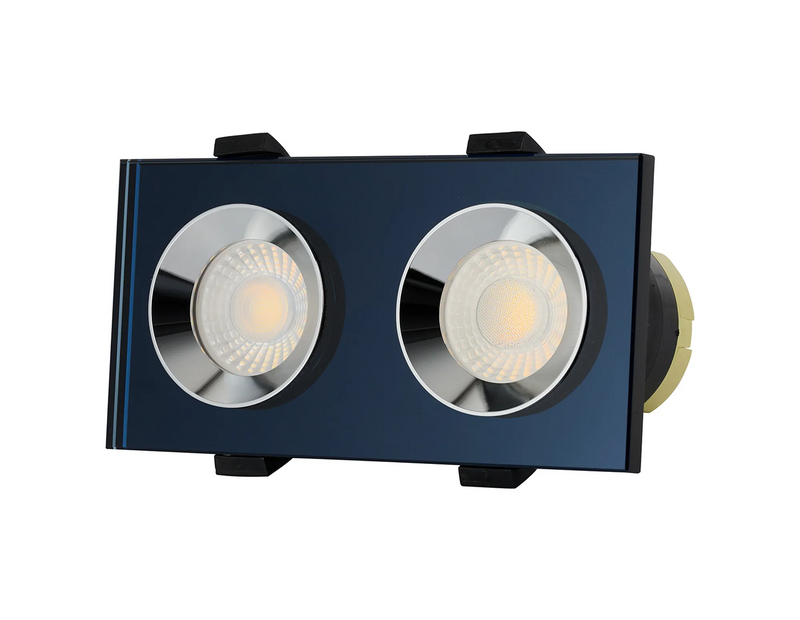 Load image into Gallery viewer, C-Lighting Vauxhall 8W, Dimmable CCT LED Fire Rated Crystal Dual Head Downlight, Rectangle Black IP65 -
