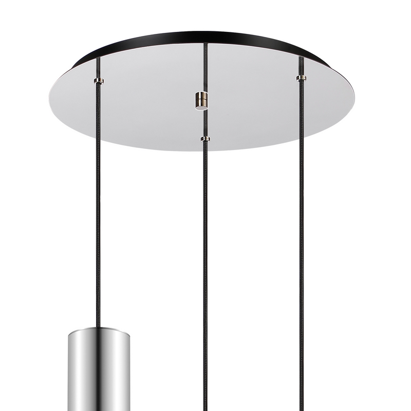 Load image into Gallery viewer, C-Lighting Bridge Round Pendant, 3 Light Adjustable E27, Polished Nickel/Black/Amber Glass - 61035
