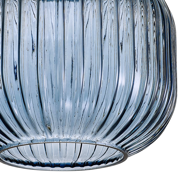 Load image into Gallery viewer, C-Lighting Chisel 16x13cm Pumpkin Shaped Ribbed Glass, Petrol Blue - 57246
